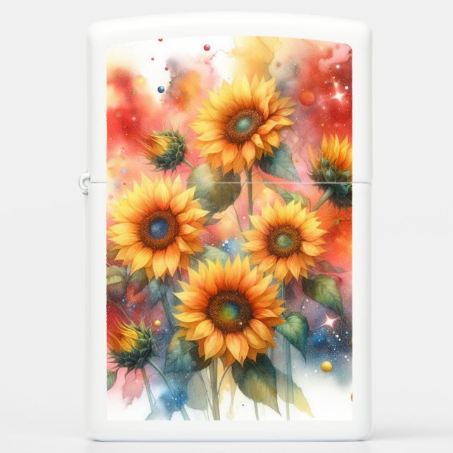 Galaxy Floral Sunflower Zippo Lighter (Front)