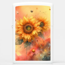 Galaxy Floral Sunflower Zippo Lighter