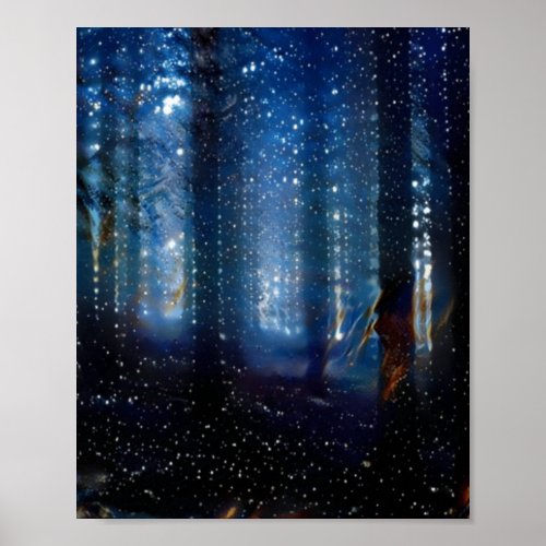 galaxy forest deep woods poster