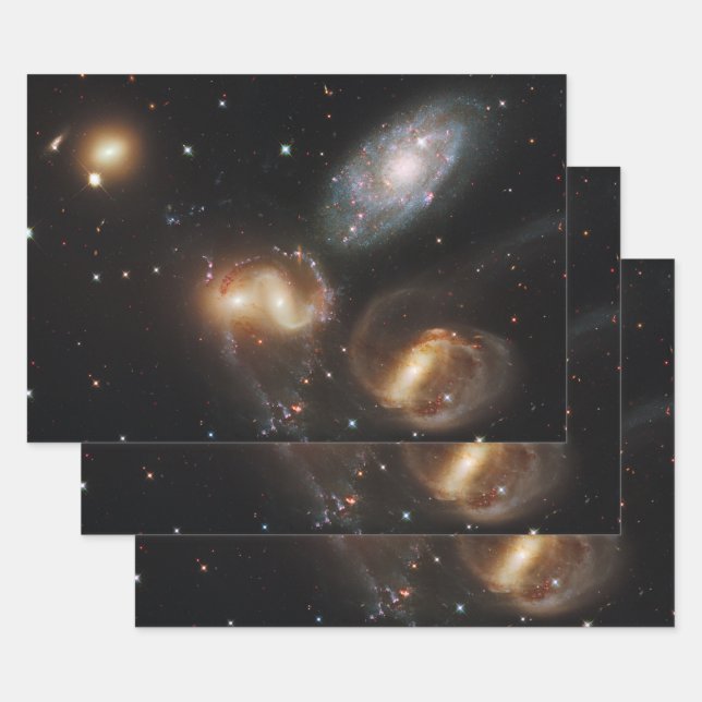 Galaxy Galactic Wreckage of Stephan's Quintet  Wrapping Paper Sheets (Set)
