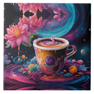 Galaxy Garden Coffee Art Ceramic Tile