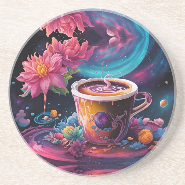 Galaxy Garden Coffee Art Coaster (Front)