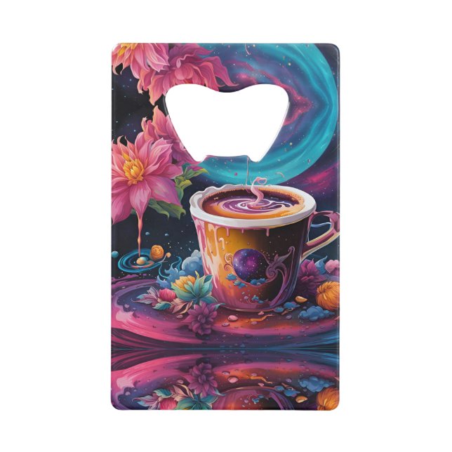 Galaxy Garden Coffee Art Credit Card Bottle Opener (Front)