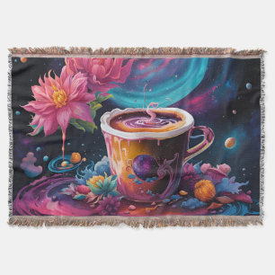 Galaxy Garden Coffee Art Throw Blanket