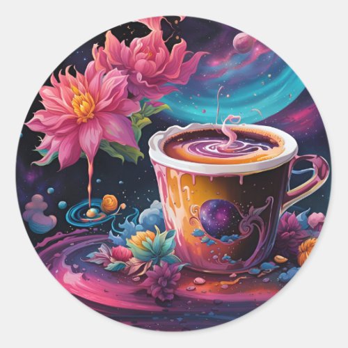 Galaxy Garden Coffee Classic Round Sticker