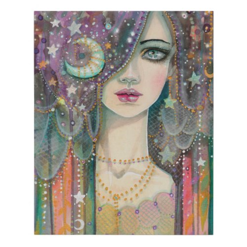 Galaxy Girl Bohemian Beauty Celestial Art Faux Canvas Print