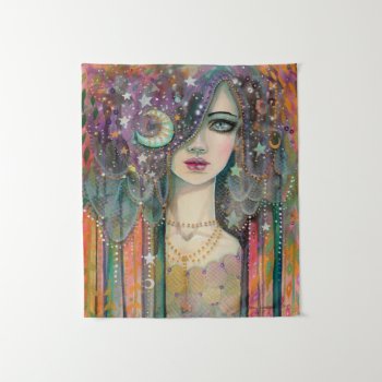 Galaxy Girl Bohemian Fantasy By Molly Harrison Tapestry by robmolily at Zazzle