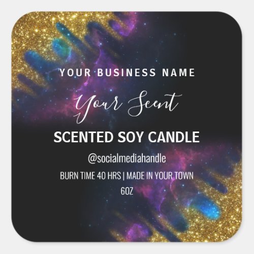 Galaxy Glitter Back Soy Candle Labels