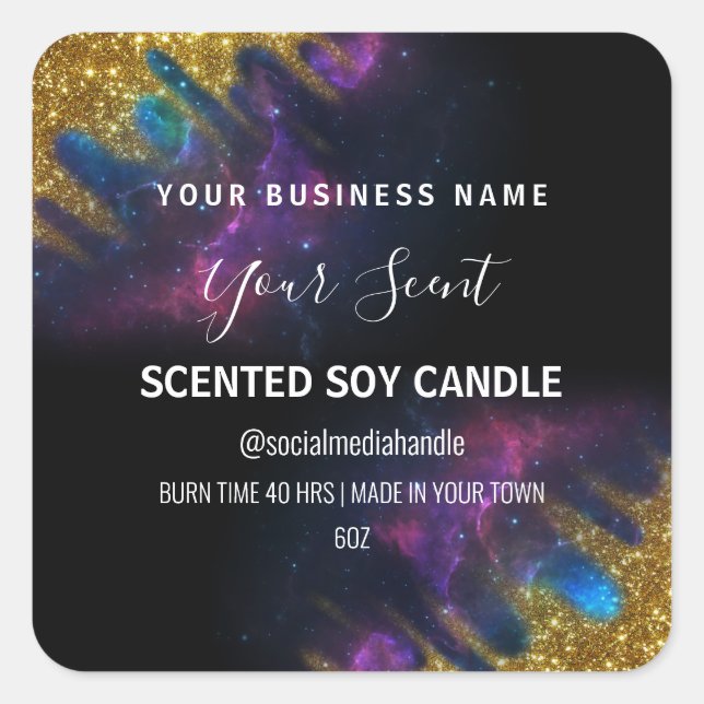 Galaxy Glitter Back Soy Candle Labels (Front)