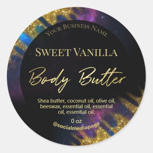 Galaxy Glitter Black Body Butter Labels