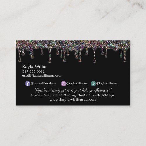 Galaxy Glitter Drip Makeup Artist MUA Beauty Brand Business Card