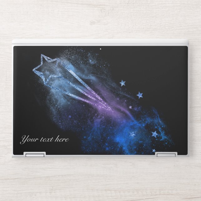 Galaxy Glitter Personalized HP Laptop Skin (Front)