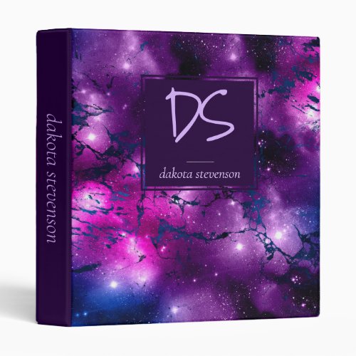 Galaxy Glow  Cosmic Blue Purple and Pink Marble 3 Ring Binder