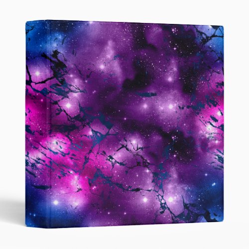 Galaxy Glow  Cosmic Blue Purple and Pink Marble 3 Ring Binder
