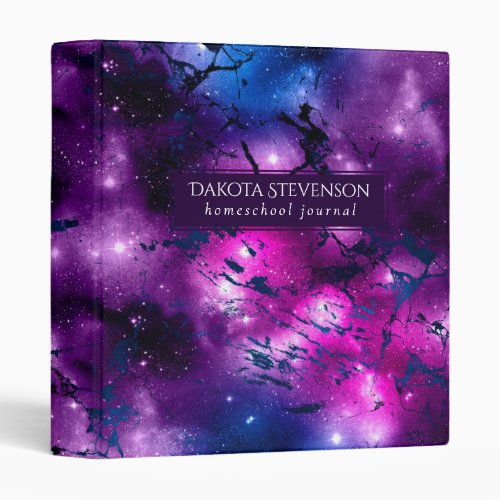Galaxy Glow  Cosmic Blue Purple and Pink Marble 3 Ring Binder