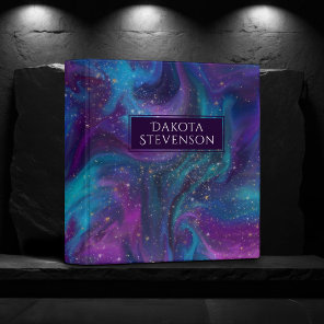 Galaxy Glow | Cosmic Blue Purple and Pink Marble 3 Ring Binder