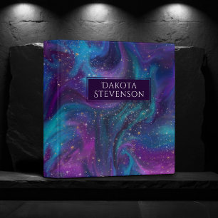 Galaxy Glow   Cosmic Blue Purple and Pink Marble 3 Ring Binder