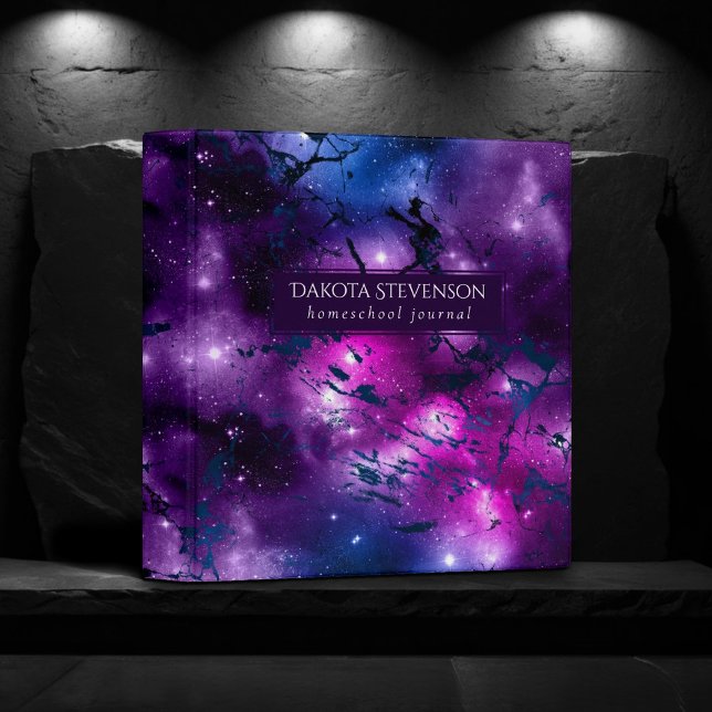 Galaxy Glow | Cosmic Blue Purple and Pink Marble 3 Ring Binder (Creator Uploaded)
