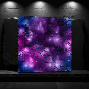 Galaxy Glow   Cosmic Blue Purple and Pink Marble 3 Ring Binder