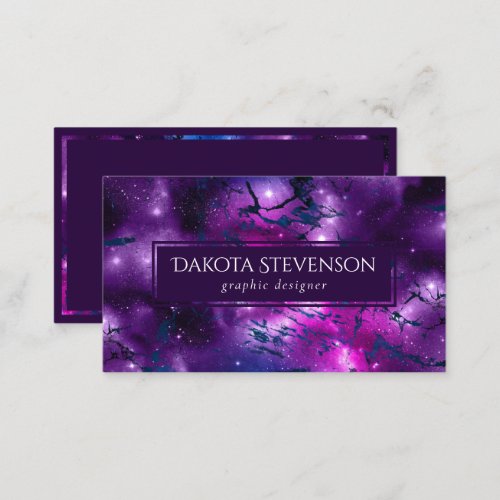 Galaxy Glow  Cosmic Blue Purple and Pink Marble Business Card
