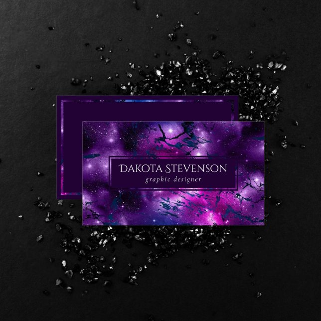 Galaxy Glow | Cosmic Blue Purple and Pink Marble Business Card (Creator Uploaded)