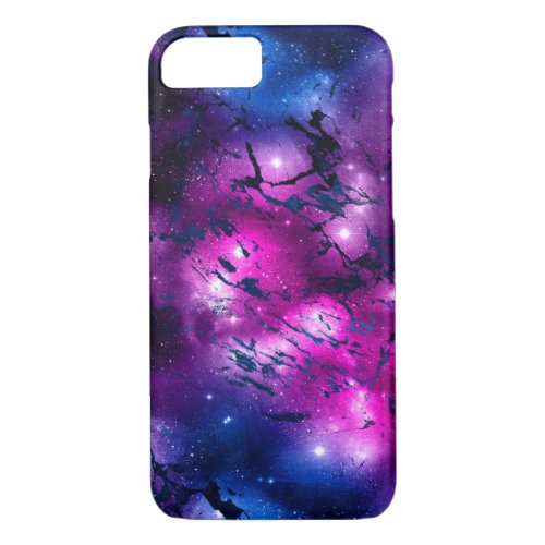 Galaxy Glow  Cosmic Blue Purple and Pink Marble iPhone 87 Case