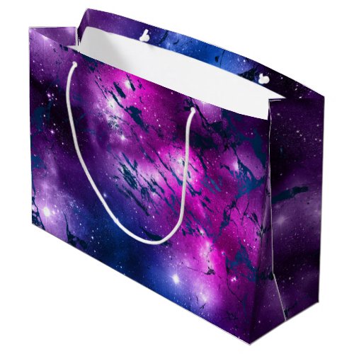 Galaxy Glow  Cosmic Blue Purple and Pink Marble Large Gift Bag