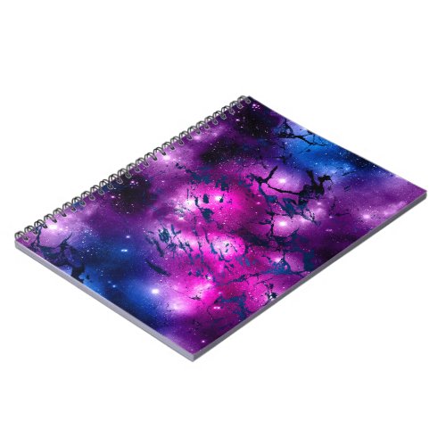 Galaxy Glow  Cosmic Blue Purple and Pink Marble Notebook