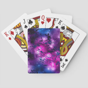 Galaxy Glow Cosmic Blue Purple and Pink Marble Poker Cards
