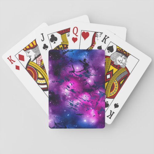 Galaxy Glow  Cosmic Blue Purple and Pink Marble Poker Cards
