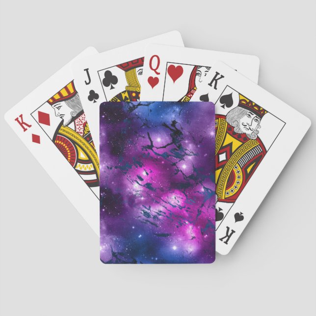 Galaxy Glow | Cosmic Blue Purple and Pink Marble Poker Cards (Back)