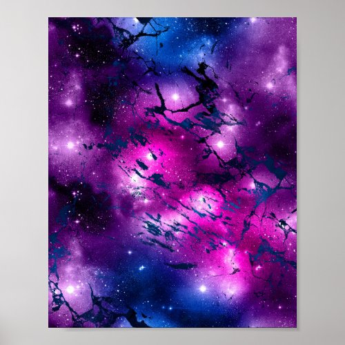 Galaxy Glow  Cosmic Blue Purple and Pink Marble Poster