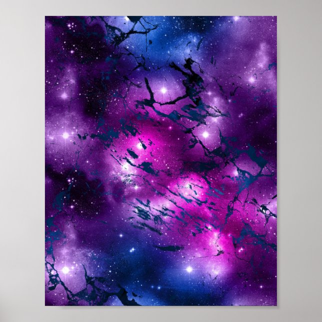 Galaxy Glow | Cosmic Blue Purple and Pink Marble Poster (Front)