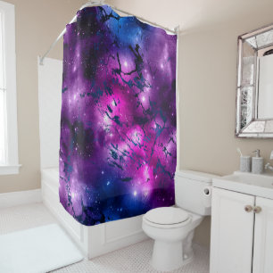 Galaxy Glow   Cosmic Blue Purple and Pink Marble Shower Curtain