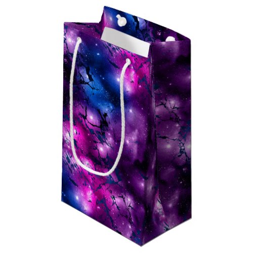 Galaxy Glow  Cosmic Blue Purple and Pink Marble Small Gift Bag