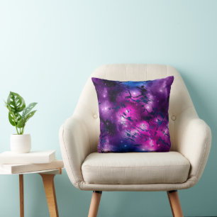 Galaxy Glow Cosmic Blue Purple and Pink Marble Throw Pillow