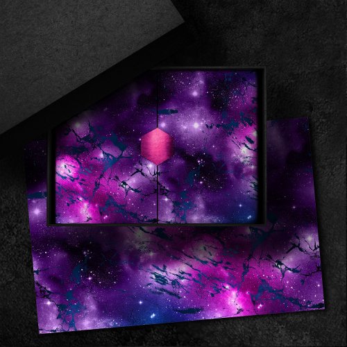 Galaxy Glow  Cosmic Blue Purple and Pink Marble Tissue Paper