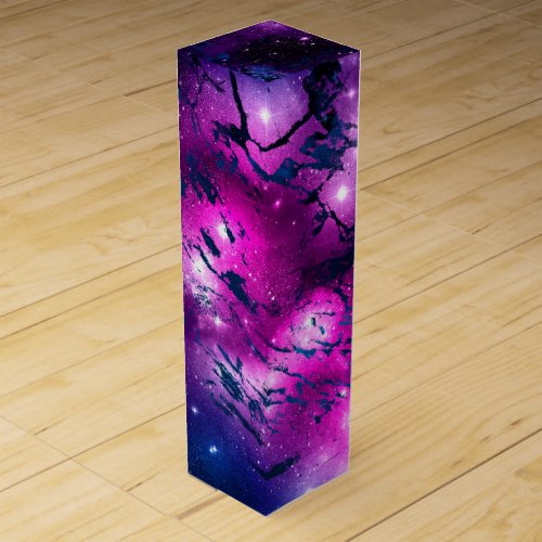 Galaxy Glow  Cosmic Blue Purple and Pink Marble Wine Box