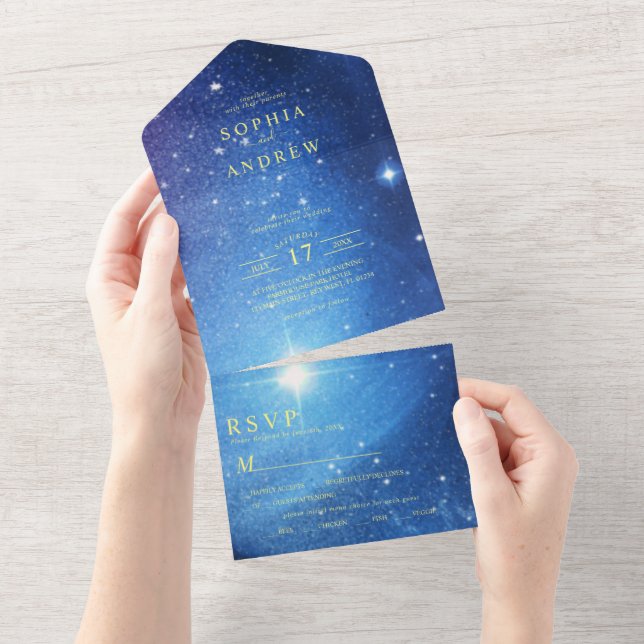 Galaxy & Gold  Wedding  All In One Invitation (Tearaway)
