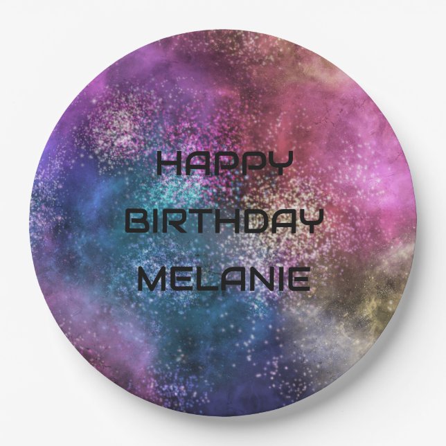 Galaxy Happy Birthday Paper Plates (Front)