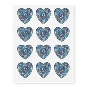 Galaxy Heart Geometric Monogram Temporary Tattoos