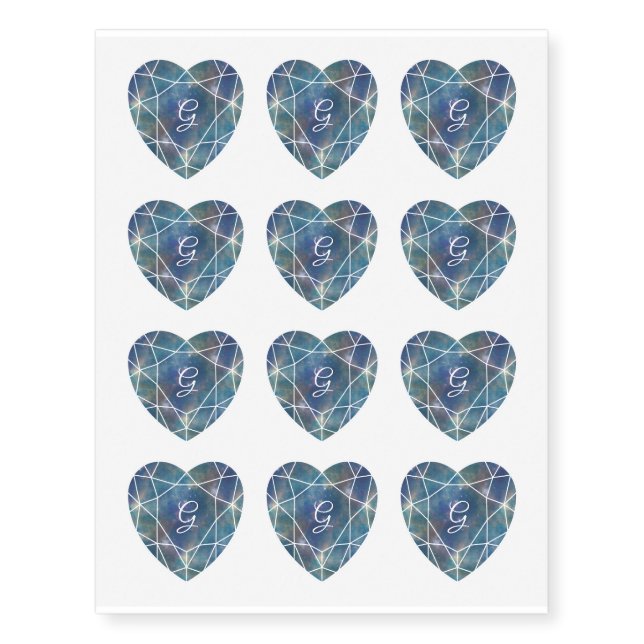 Galaxy Heart | Geometric Monogram Temporary Tattoos (Front)
