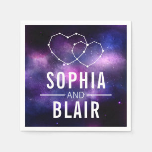 Galaxy Hearts Constellation Wedding Personalized Napkins