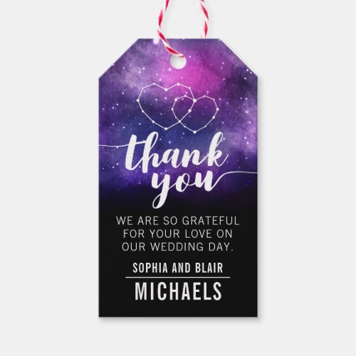 Galaxy Hearts Constellation Wedding Thank You Gift Tags