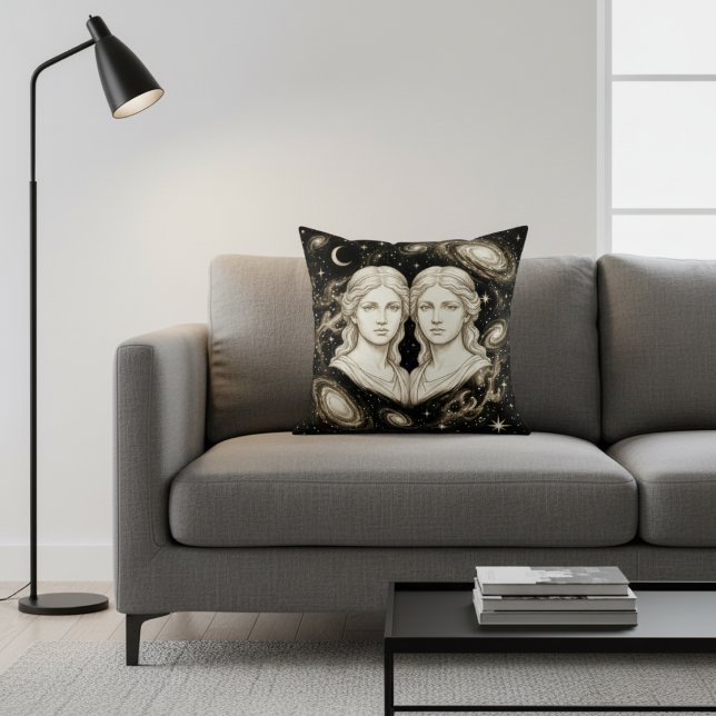 Galaxy Home Decor Gemini Zodiac Celestial Throw Pillow (Creator Uploaded)