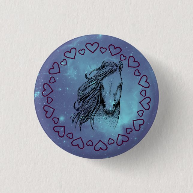 Galaxy Horse & Hearts   Button (Front)