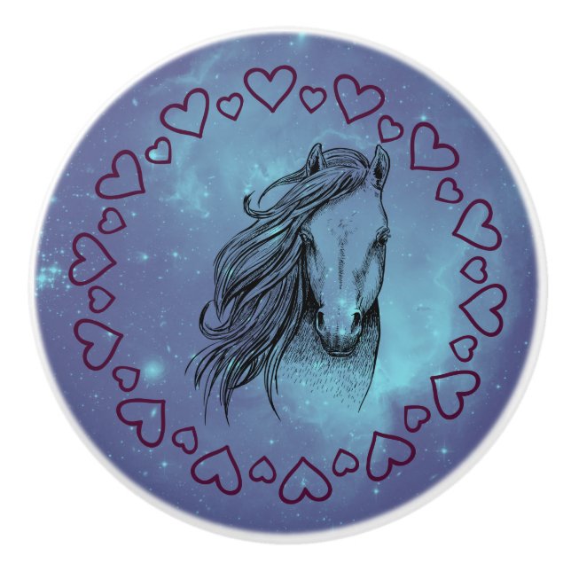 Galaxy Horse & Hearts     Ceramic Knob (Front)