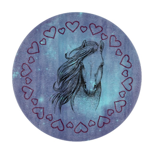 Galaxy Horse & Hearts  Cutting Board (Front)