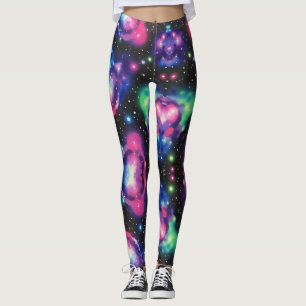 Galaxy In Neon Colors Seamless Pattern Leggings