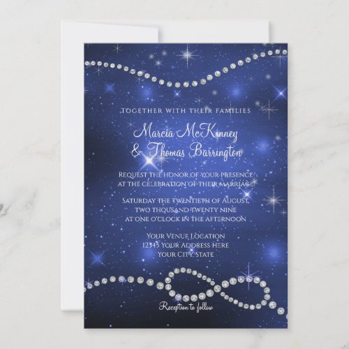 Galaxy Infinity Symbol Navy Love Twinkling Stars I Invitation